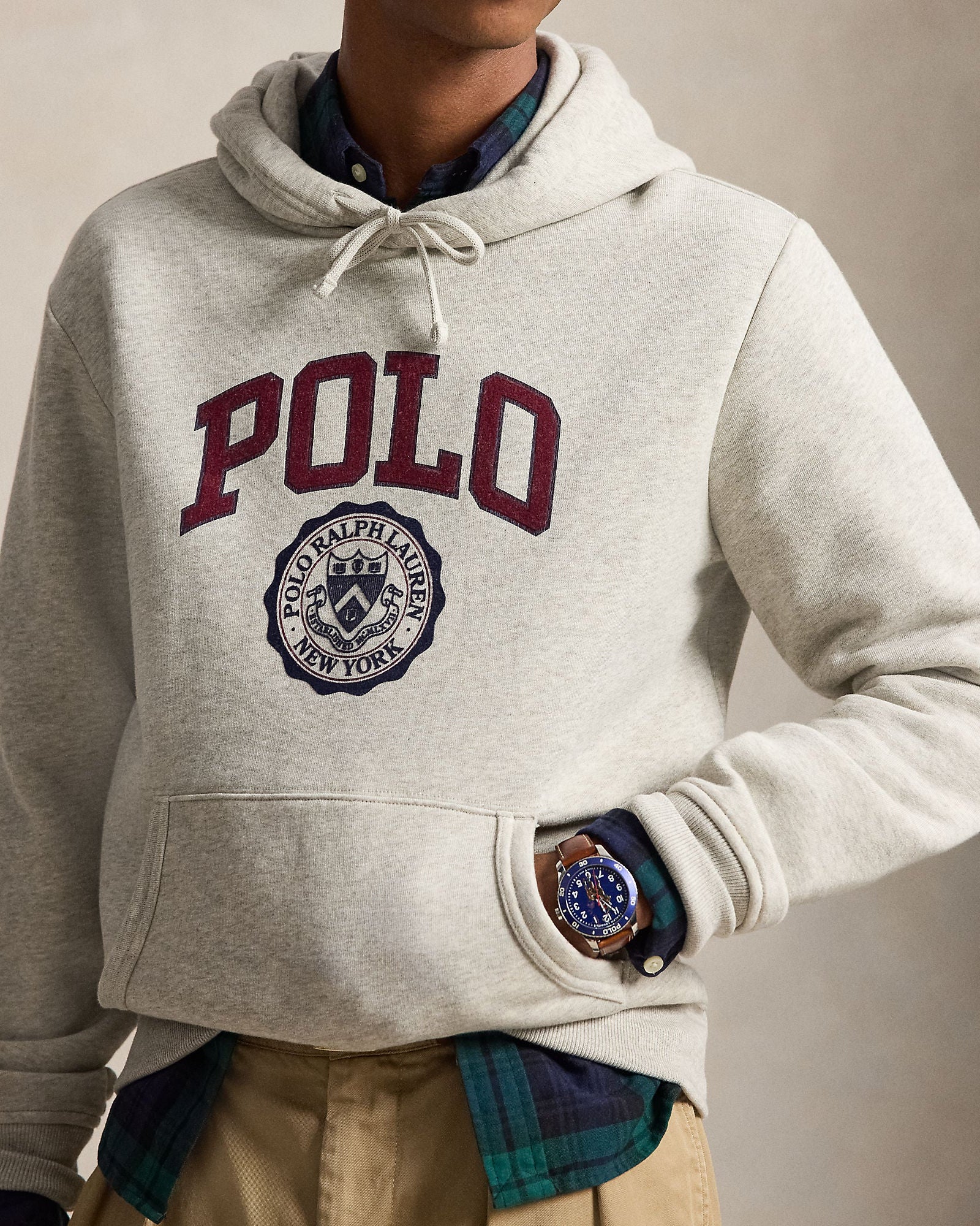 Polo Ralph Lauren Felpa Con Cappuccio E Logo Grigia