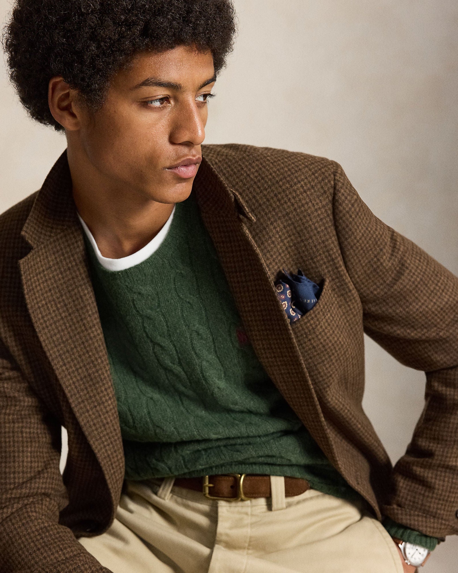 Polo Ralph Lauren Maglia In Lana E Cashmere A Trecce Verde Pino