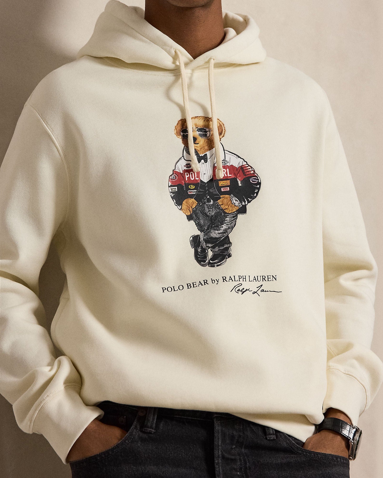 Polo Ralph Lauren Felpa Polo Bear Con Cappuccio Panna