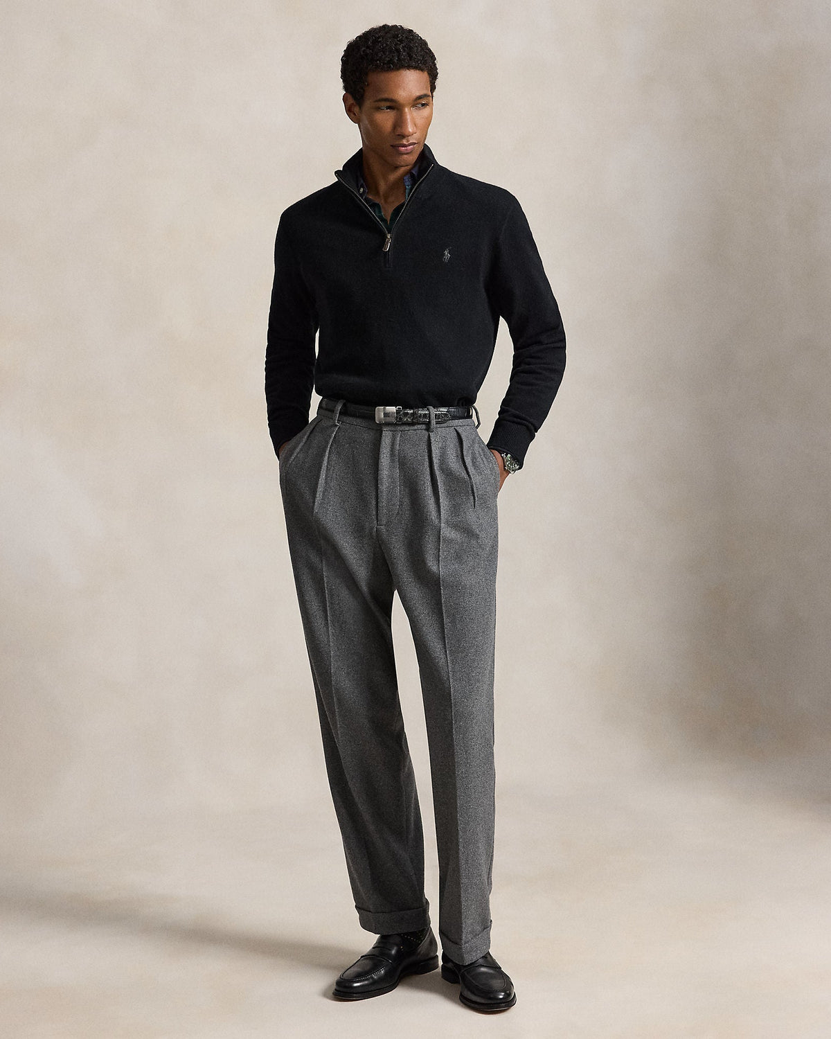 Polo Ralph Lauren Maglia In Lana Con Cerniera Nero