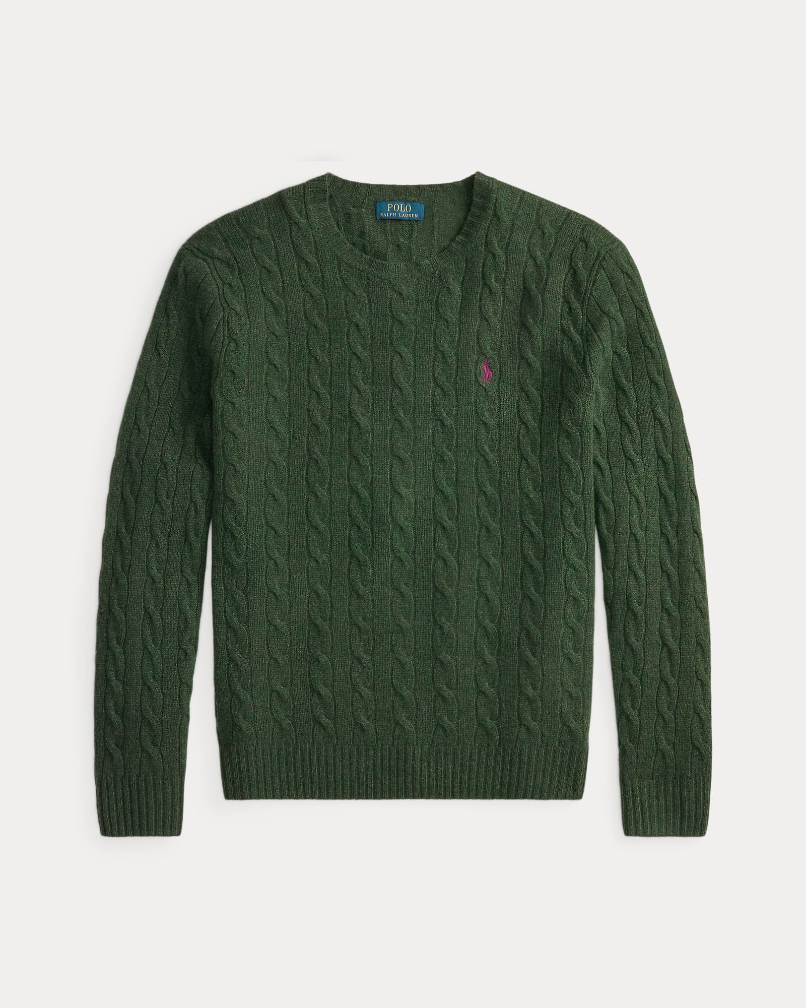 Polo Ralph Lauren Maglia In Lana E Cashmere A Trecce Verde Pino