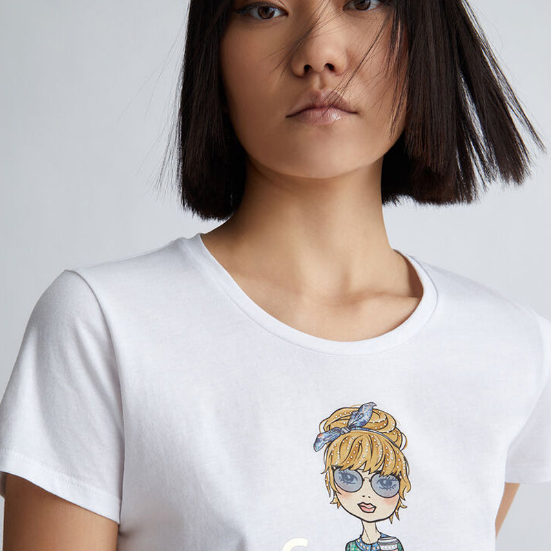     Liu-Jo-Donna-T-Shirt-Stampa-Glowing-Girl-Bianco-WA3420J5923-Q9413-3