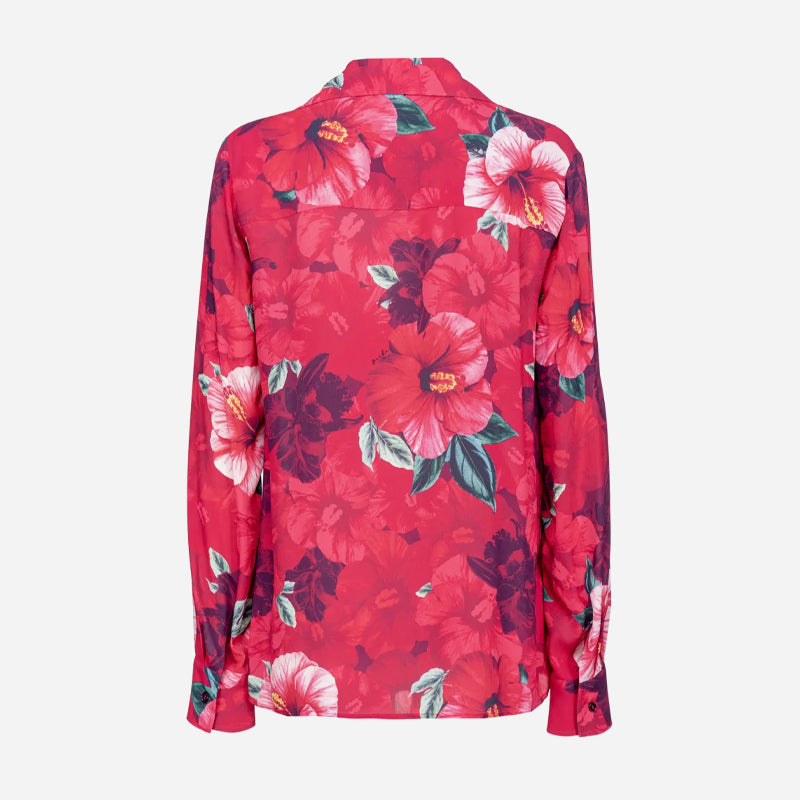 Pinko Camicia Contento Stampa Hibiscus Fuxia