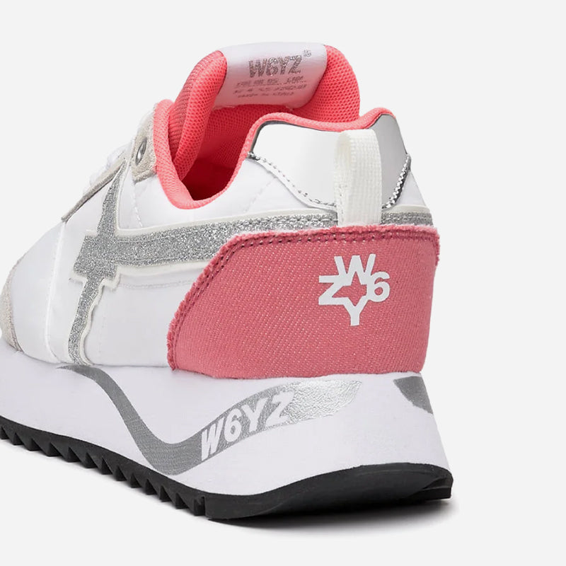 W6YZ Kis-W Bianco Rosa Argento Glitter Sneakers